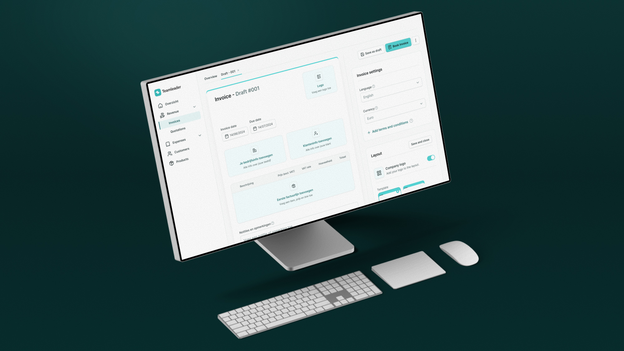 Creating an invoice in Teamleader ONE on desktop
